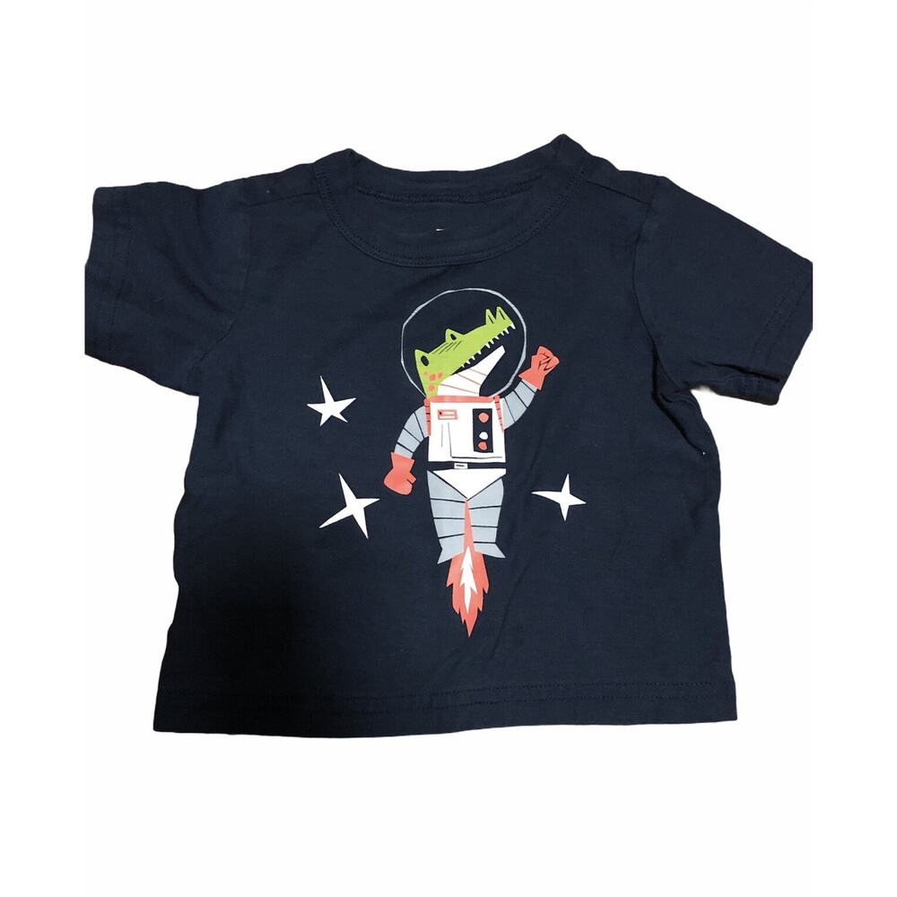 Tea Collection Alligator Space Shirt Navy Blue 3-6m